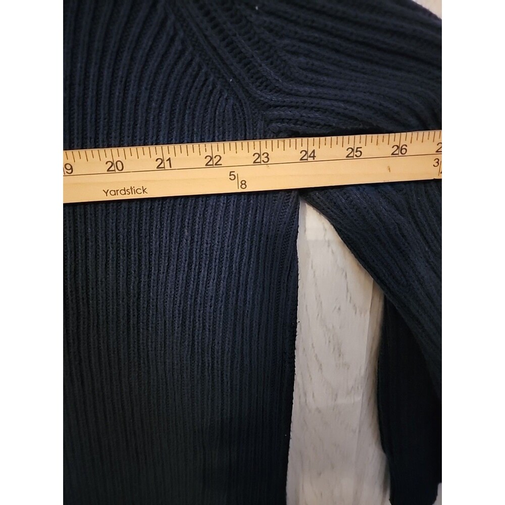 Madewell Cardigan Sweater Woman's XL Ribbed Open Front Navy Blue 100% Cotton - Picture 6 of 6